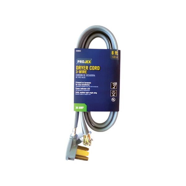 Projex Projex 10/3 SRDT 6 ft. L Dryer Cord RDRDT10306XGYP - main